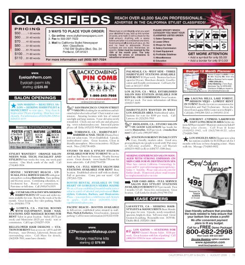 august 009 - Stylist and Salon Newspapers
