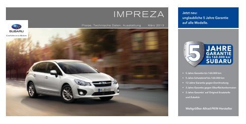 Technische Daten, Ausstattung und Preise des Subaru Impreza