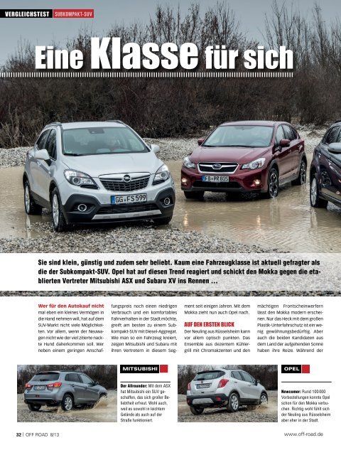 Vergleichstest Ausgabe Nr. 08/2013 - Subaru