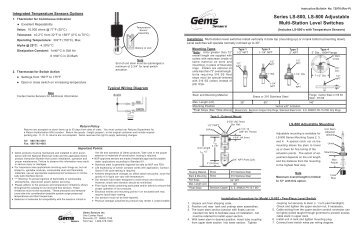 LS-800 Series Part Numbers - Pressure Switch Instruments - Gems ...