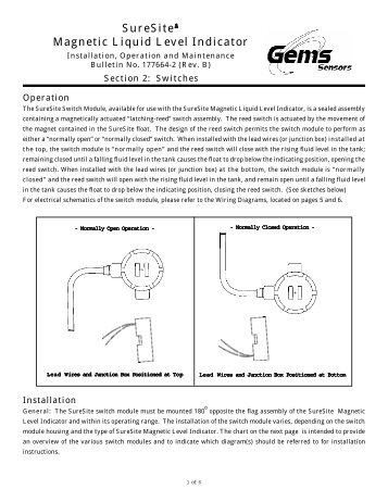 SureSiteā Magnetic Liquid Level Indicator - Pressure Switch ...