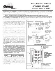 Instruction Bulletin - Pressure Switch Instruments - Gems Sensors