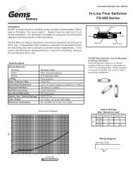 FS-480 Part Numbers - Pressure Switch Instruments - Gems Sensors