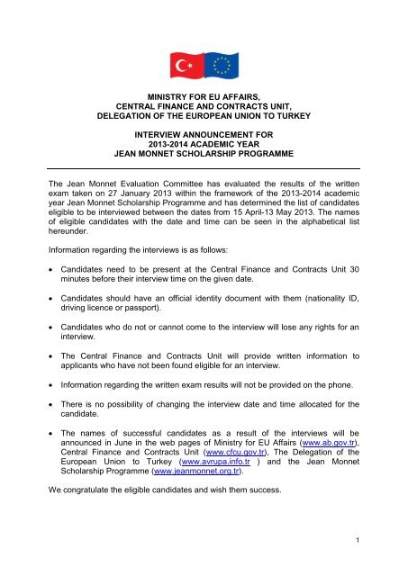 mÄ±nÄ±stry for eu affaÄ±rs, central fÄ±nance and contracts ... - Jean Monnet