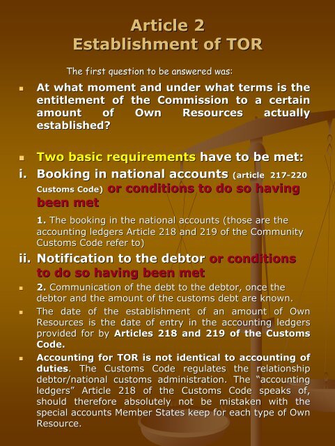 2. Structure of the budget (revenue) 2.1. Traditional Own Resources