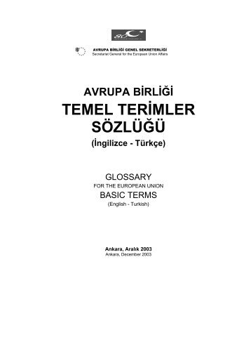 TEMEL TERÄ°MLER SÃZLÃÄÃ - Avrupa BirliÄi BakanlÄ±ÄÄ±