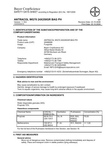 ANTRACOL WG70 24X250GR BAG PH - Bayer Cropscience Co.,Ltd.
