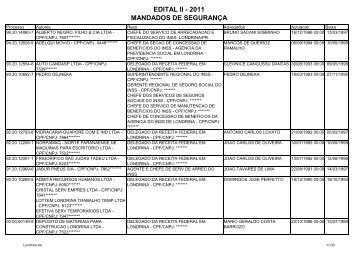 EDITAL II - 2011 MANDADOS DE SEGURANÃA - JustiÃ§a Federal