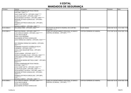 II EDITAL MANDADOS DE SEGURANÃA