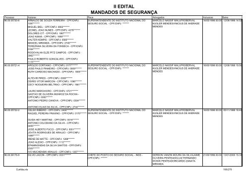 II EDITAL MANDADOS DE SEGURANÃA