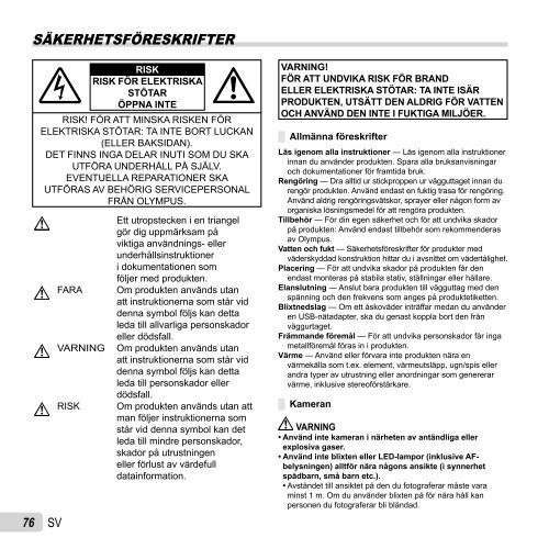 Bruksanvisning SZ-16/DZ-105 - Olympus - Europe