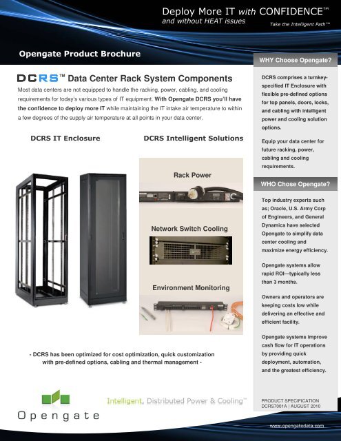 DCRS Product Brochure: Data Center Racking System