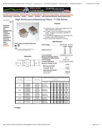 RFI High Performance Switching Filters F1700 ... - Partsprocurement