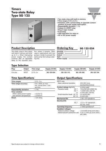 Timers Two-state Relay Type SG 125 - Partsprocurement