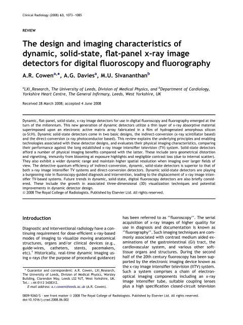 The design and imaging characteristics of dynamic, solid-state, flat ...