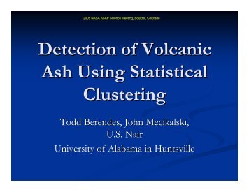 Detection of Volcanic Ash Using Statistical Clustering - RAL