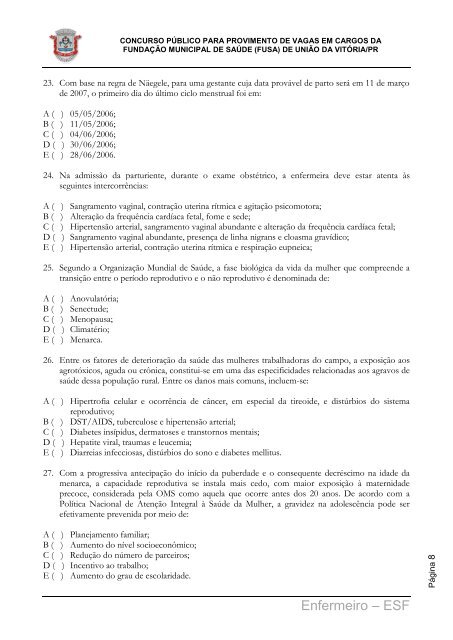 CADERNO DE PROVA - Concursos - Uniuv