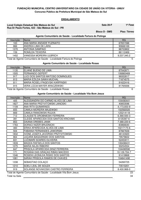 FUNDAÃÃO MUNICIPAL CENTRO UNIVERSITARIO DA CIDADE ...