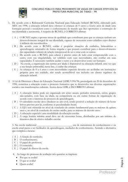 CADERNO DE PROVAS - Concursos - UNIUV