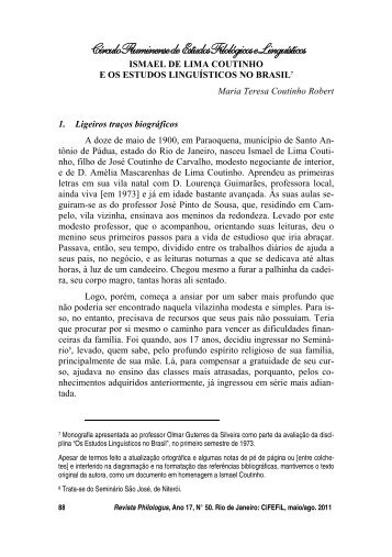 Ismael de Lima Coutinho e os estudos linguÃ­sticos no Brasil - CiFEFiL