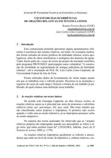 UM ESTUDO DAS OCORRÃNCIAS DE ORAÃÃES ... - CiFEFiL