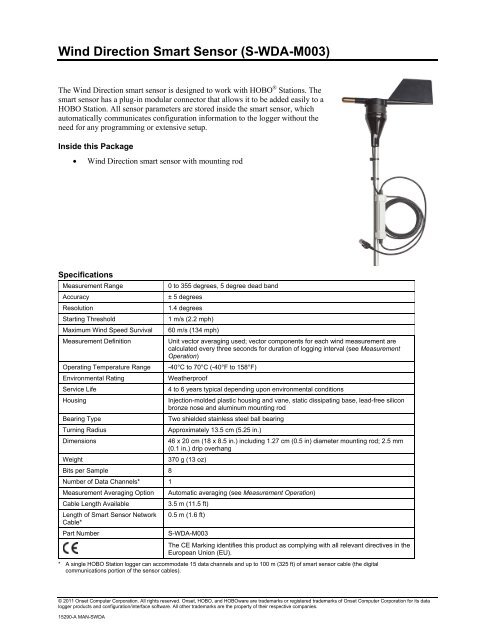 Wind Direction Sensor User Manual - MicroDAQ.com