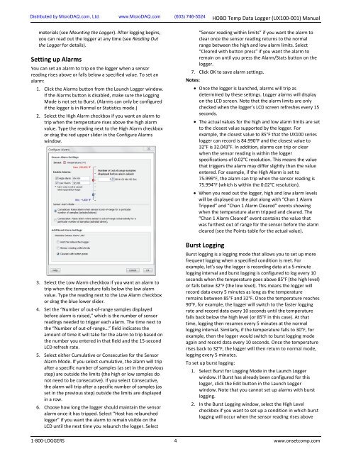 HOBO Temp Data Logger (UX100-001) Manual - Data Loggers