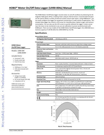 HOBO Motor On/Off Data Logger (UX90-004x ... - MicroDAQ.com