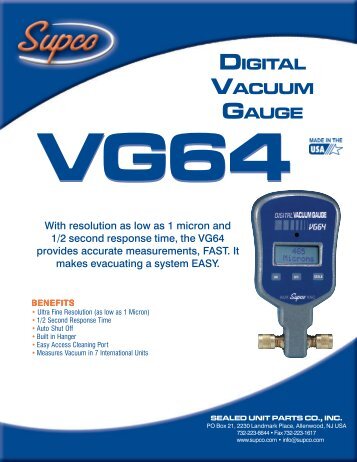 Vacuum Gauge; VG64 Digital - Supco
