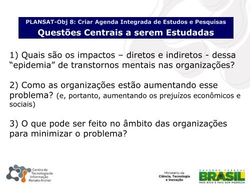 CriaÃ§Ã£o de uma agenda integrada de estudos e pesquisas em SST