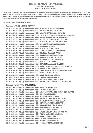 Pauta de julgamento nÂº 211 da 8Âª junta de recursos