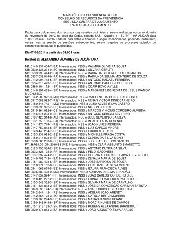 Pauta da 2Âª CAJ dos dias 07 e 08/06/2011 - MinistÃ©rio da ...