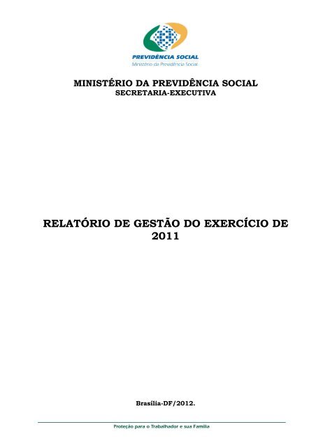 RelatÃ³rio de GestÃ£o - MinistÃ©rio da PrevidÃªncia Social