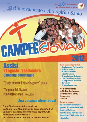 Depliant Campeggio Giovani - Rinnovamento nello Spirito Santo