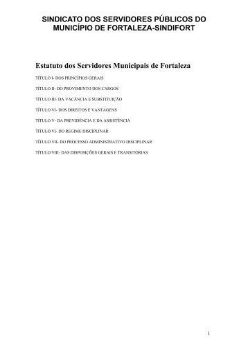 Estatuto dos Servidores Municipais de Fortaleza - Sindifort