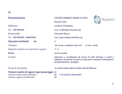 la rete delle scuole medie di modena e le risorse del territorio 2010 ...