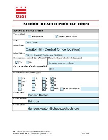 SCHOOL HEALTH PROFILE FORM - osse