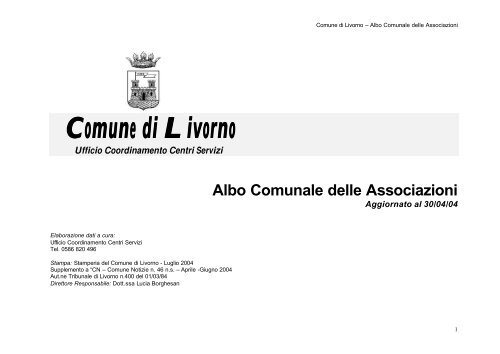 Comune di Livorno Comune di Livorno Ufficio Coordinamento ...