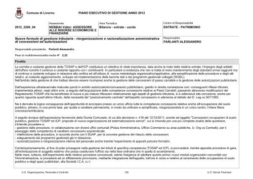 PEG e PDO 2012 - Comune di Livorno