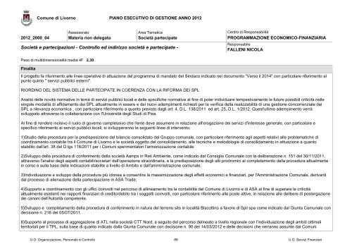 PEG e PDO 2012 - Comune di Livorno