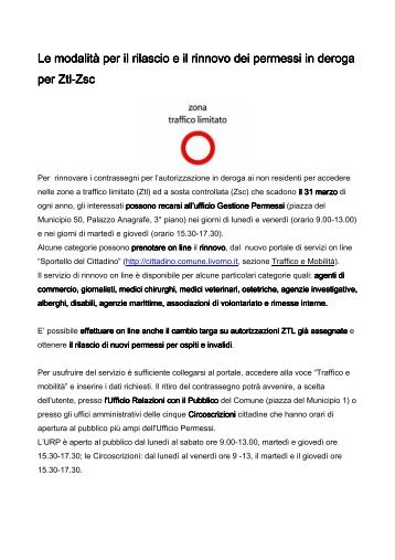 rinnovo - Comune di Livorno