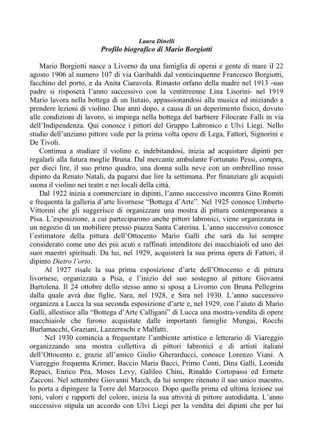 Biografia e bibliografia - Comune di Livorno