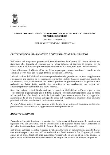 progetto per un nuovo asilo nido da realizzare a livorno nel ...