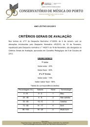 CritÃ©rios Gerais de AvaliaÃ§Ã£o - ConservatÃ³rio de MÃºsica do Porto