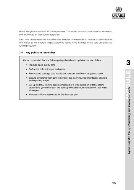 Monitoring and Evaluation Modules - Global HIV M&E Information