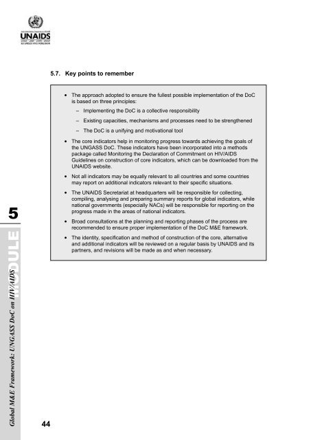 Monitoring and Evaluation Modules - Global HIV M&E Information