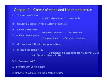 Linear momentum / Collisions - UCF Physics