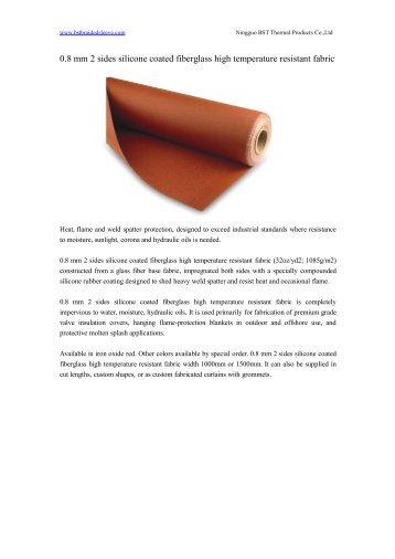 0.8 mm 2 sides silicone coated fiberglass high temperature resistant fabric