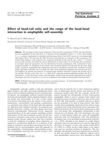 Effect of head-tail ratio and the range of the head-head interaction in ...