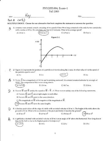 PHY2053.004, Exam-L Fall 2005 u ", *tY Part A C+c" - UCF Physics